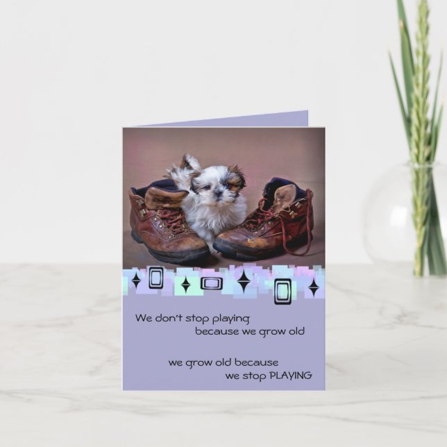 Shih Tzu Puppy Birthday Greetings Card (Front)