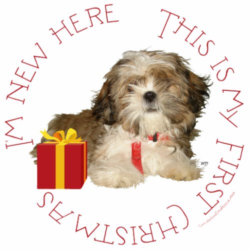 Shih Tzu Puppy First Christmas Cutout