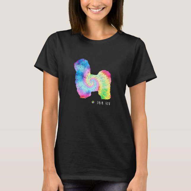Shih Tzu  Puppy Pet Dog Owner Hippy Tie Dye T-Shirt (Front)