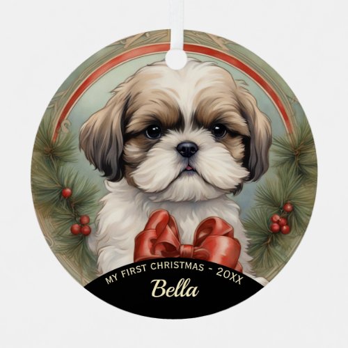 Shih Tzu Puppys First Christmas Ornament