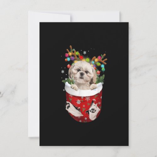 Shih Tzu Reindeer In Pocket Christmas Dog Lovers P Invitation