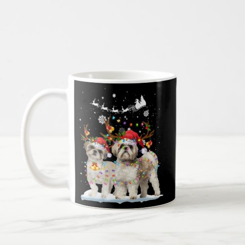 Shih Tzu Reindeer Light Ornaments Dog Coffee Mug