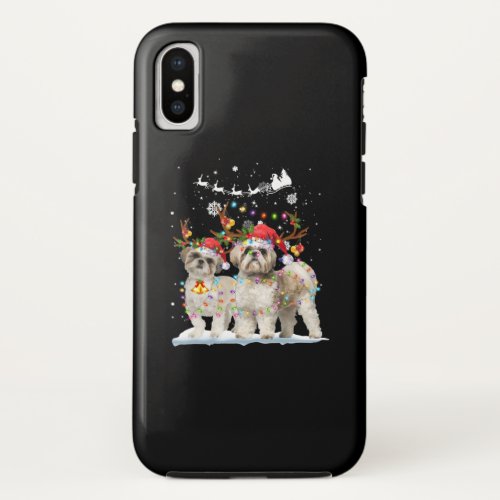 Shih Tzu Reindeer Xmas Light Christmas Ornaments iPhone X Case