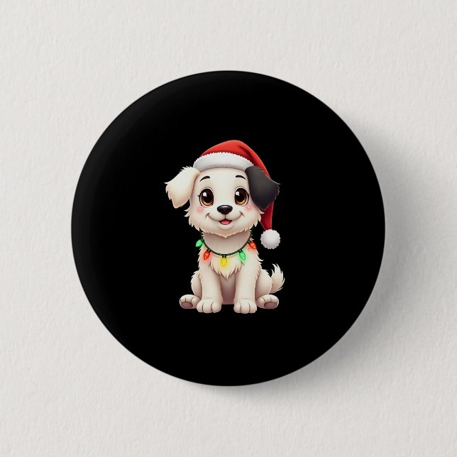 Shih Tzu Santa Christmas Tree Lights Xmas Dog Love Button (Front)