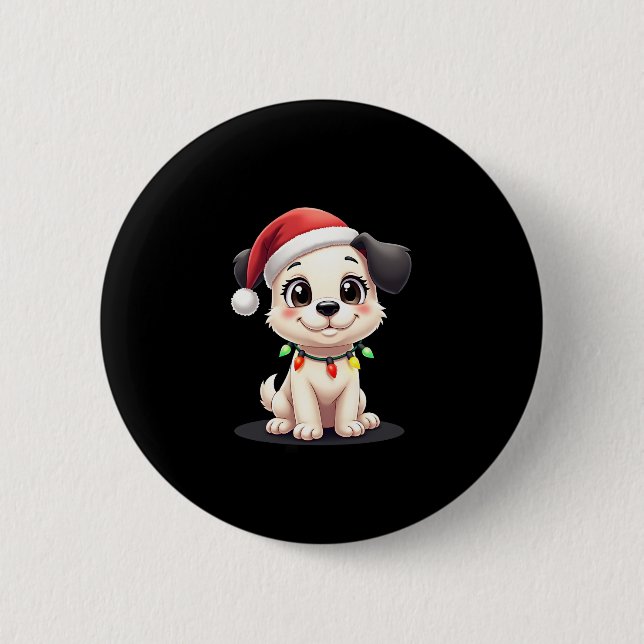Shih Tzu Santa Christmas Tree Lights Xmas Dog Love Button (Front)