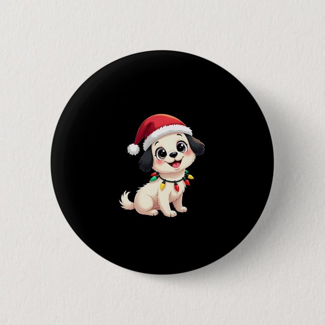 Shih Tzu Santa Christmas Tree Lights Xmas Dog Love Button (Front)