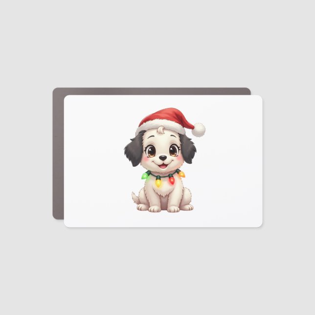 Shih Tzu Santa Christmas Tree Lights Xmas Dog Love Car Magnet (Front)