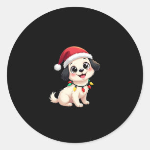 Shih Tzu Santa Christmas Tree Lights Xmas Dog Love Classic Round Sticker