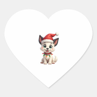 Shih Tzu Santa Christmas Tree Lights Xmas Dog Love Heart Sticker