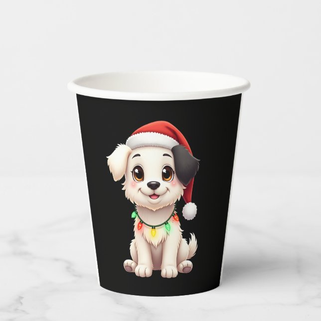 Shih Tzu Santa Christmas Tree Lights Xmas Dog Love Paper Cups (Front)