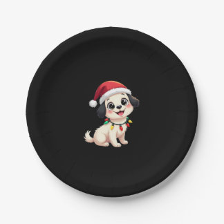 Shih Tzu Santa Christmas Tree Lights Xmas Dog Love Paper Plates
