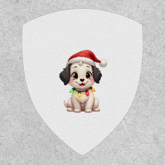 Shih Tzu Santa Christmas Tree Lights Xmas Dog Love Patch (Front)