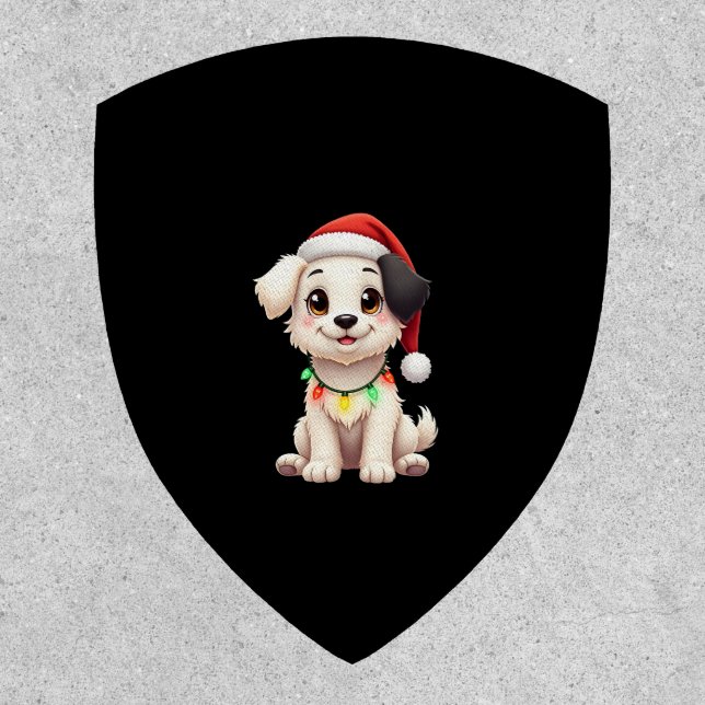 Shih Tzu Santa Christmas Tree Lights Xmas Dog Love Patch (Front)