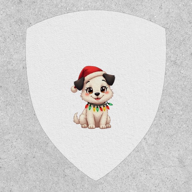 Shih Tzu Santa Christmas Tree Lights Xmas Dog Love Patch (Front)