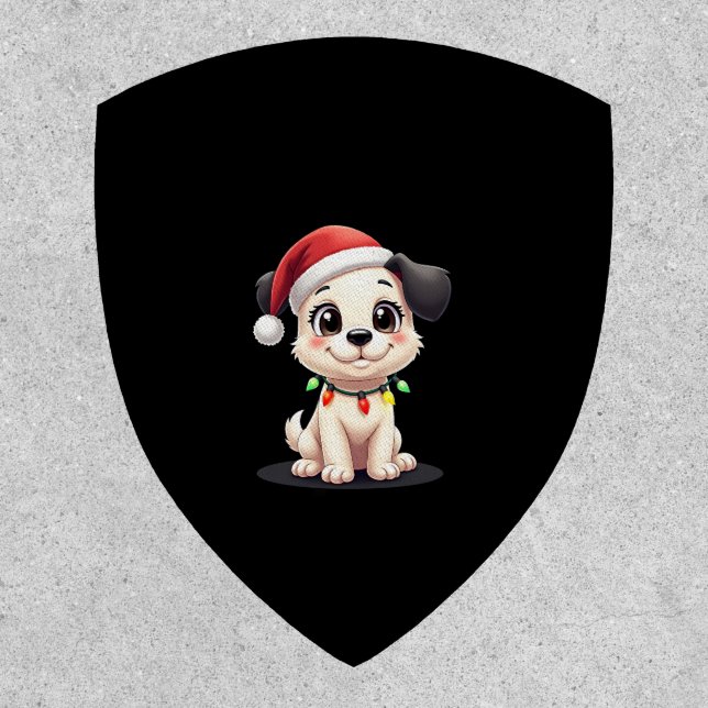 Shih Tzu Santa Christmas Tree Lights Xmas Dog Love Patch (Front)