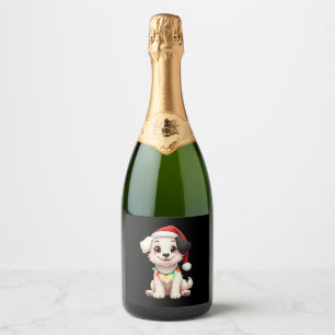 Shih Tzu Santa Christmas Tree Lights Xmas Dog Love Sparkling Wine Label