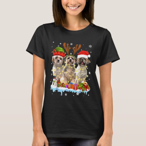 Shih Tzu Santa Hat Christmas Light Xmas T_Shirt