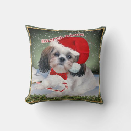 Shih Tzu Santa Paws Christmas Pillows