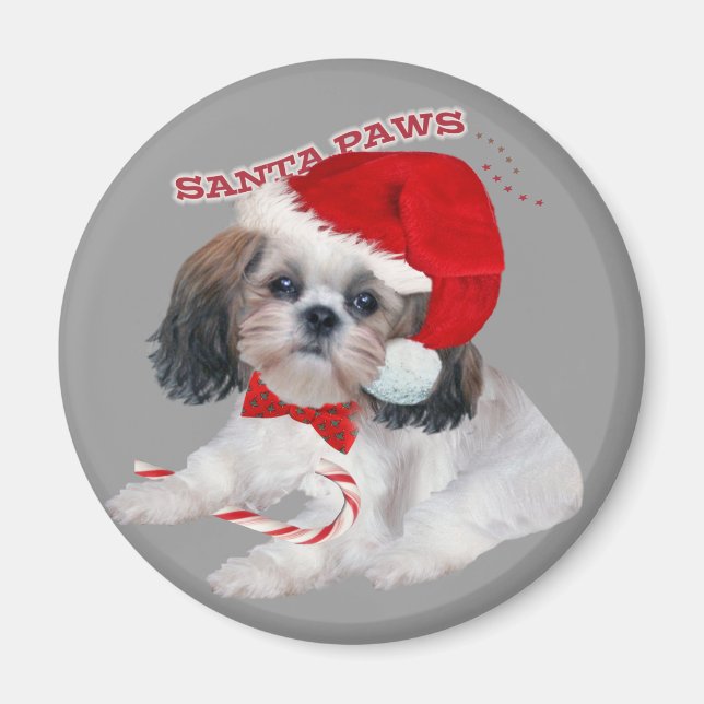 Shih Tzu Santa Paws gifts Magnet (Front)