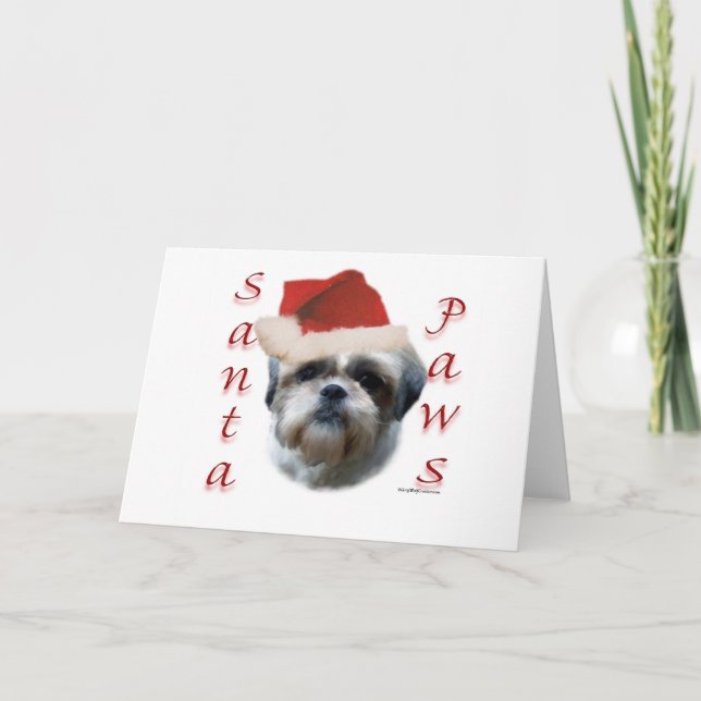 Shih Tzu Santa Paws Holiday Card (Front)