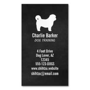 Shih Tzu Silhouette Chalkboard Style Vertical Business Card Magnet