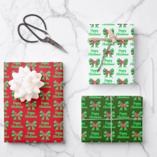 Shih Tzu Silhouette Christmas Dog  Green 3 Color Wrapping Paper Sheets