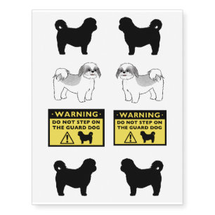 Shih Tzu Silhouettes and Cartoon Dogs Temporary Tattoos