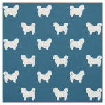 Shih Tzu Silhouettes Blue and White Patterned Fabric