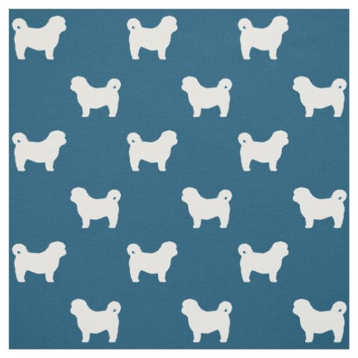 Shih Tzu Silhouettes Blue and White Patterned Fabric
