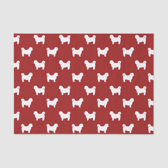 Shih Tzu Silhouettes Pattern Red Tissue Paper (Front)