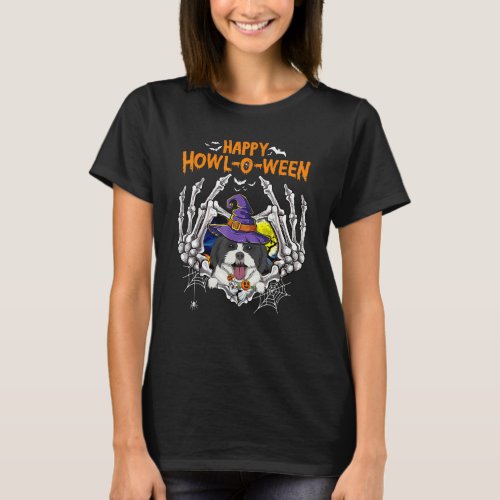 Shih Tzu Skeleton Heart Happy Howl O Ween Costume T_Shirt