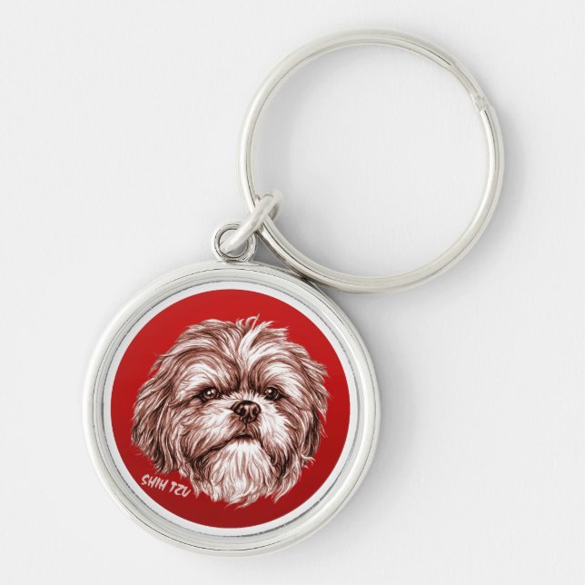 Shih Tzu Sketch Keychain (Front)