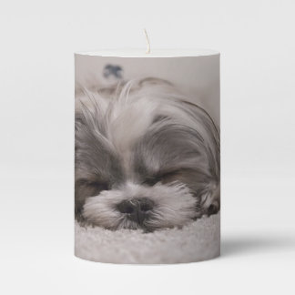 Shih Tzu Sleeping Dog Pillar Candle