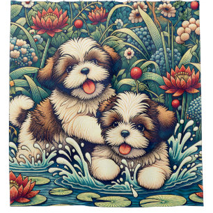 "Shih Tzu Splash" Shower Curtain
