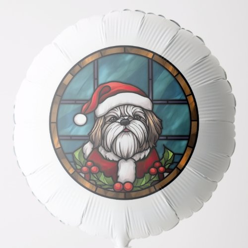 Shih Tzu Stained Glass Christmas Balloon