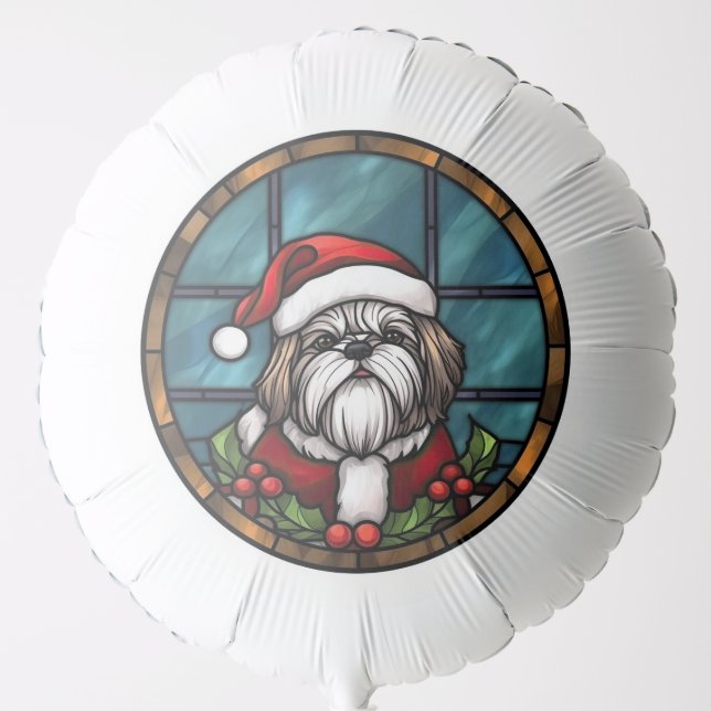 Shih Tzu Stained Glass Christmas Balloon (Front)