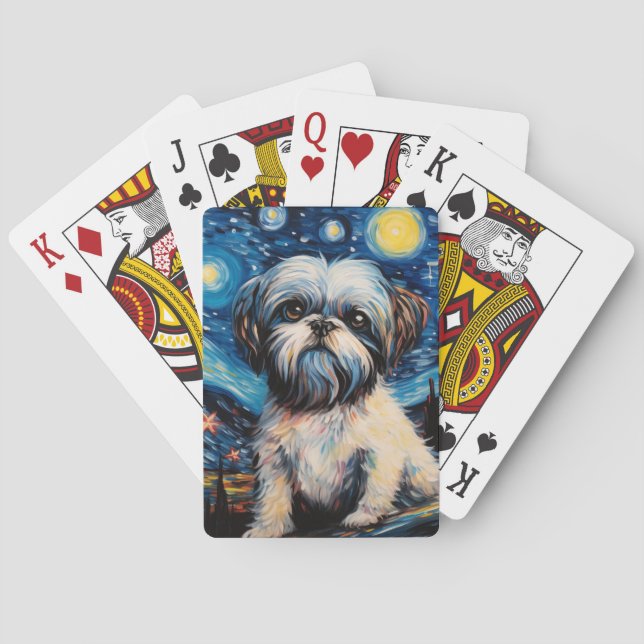 Shih Tzu Starry Night Poker Cards (Back)