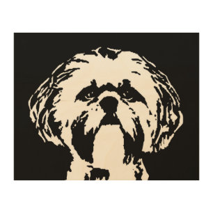 Shih Tzu Stencil Wood 10"x8" Wall Art