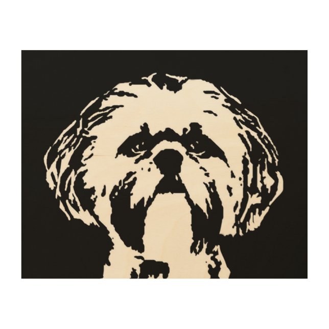 Shih Tzu Stencil Wood 10"x8" Wall Art (Front)