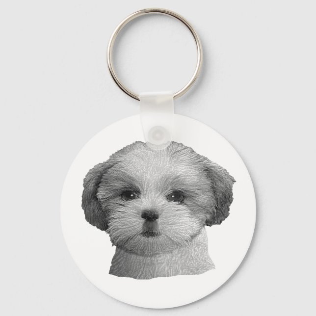 Shih Tzu - Stylized Image - Add Your Qwn Text Keychain (Front)