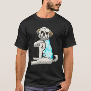 Shih Tzu Tattoos I Love Dad Dog Lover Gift Father T-Shirt