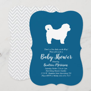 Shih Tzu Teddy Bear Dog Baby Shower Blue Boy Invitation