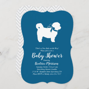 Shih Tzu Teddy Bear Dog Baby Shower Blue Boy Invitation