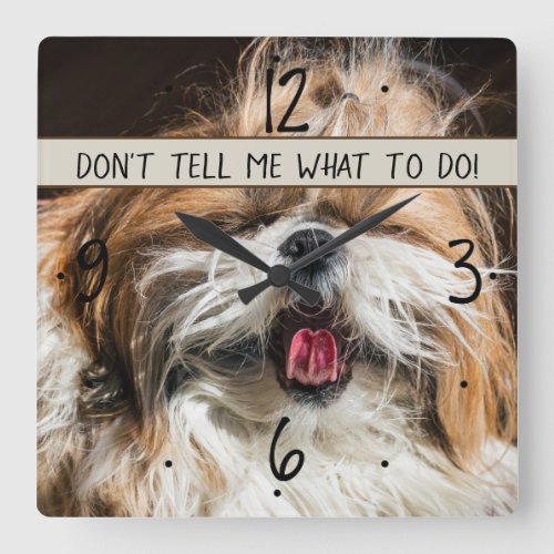 Shih tzu tongue funny Dont tell me what to do Square Wall Clock