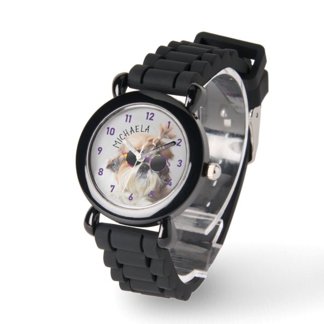 Shih Tzu Too Cool Sunglasses Photo Your name text Watch (Angle)