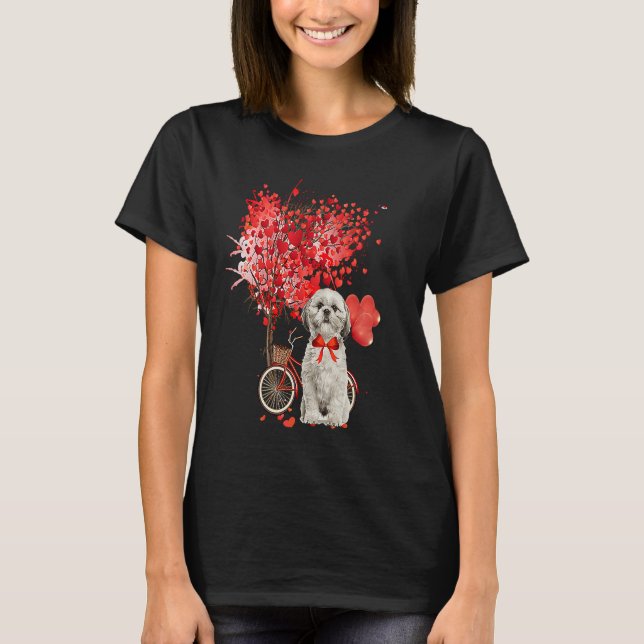 Shih Tzu Valentines Day  Dog  Happy Valentine T-Shirt (Front)