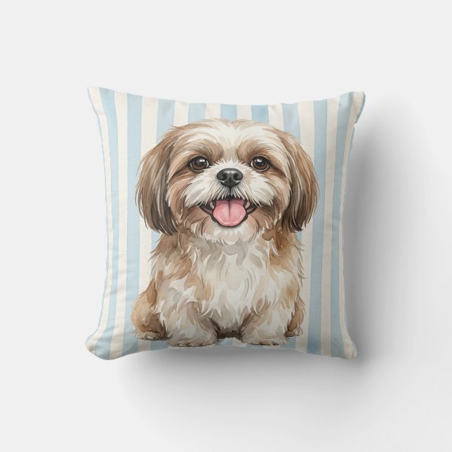 Shih Tzu Watercolor Pillow Decor (Front)