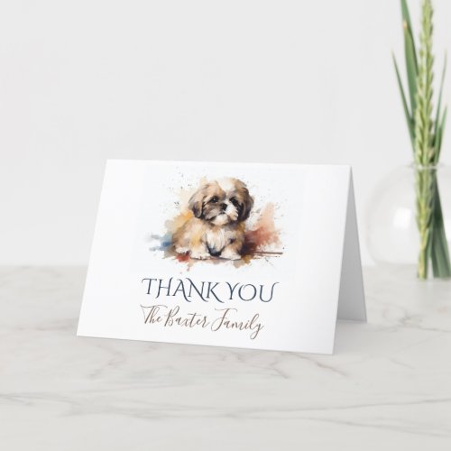 Shih Tzu Watercolor Thank You Card