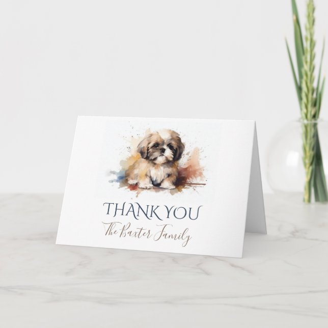 Shih Tzu Watercolor Thank You Card (Front)