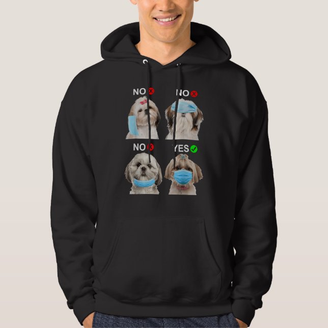 Shih Tzu Wear Face Mask Right    Dog    For Men Wo Hoodie (Front)